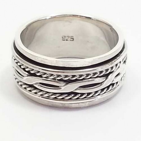 Bague snake deux torsades et une tresse en argent 925.