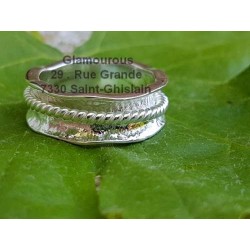 Bague Snake  clair avec torsade centrale en argent 925.