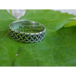 Bague Snake tresse plat en argent 925.