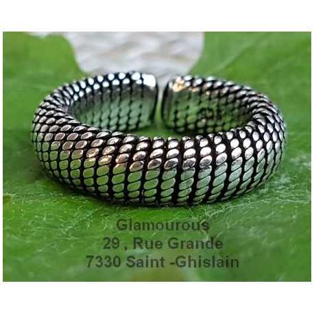 Bague Snake torsade réglable en argent 925.