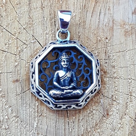 Pendentif Bouddha hexagonale en argent 925