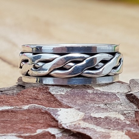 Bague Snake tresse en argent 925.