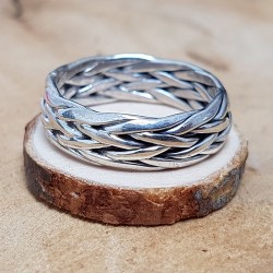 Bague Snake tresse plat en argent 925.