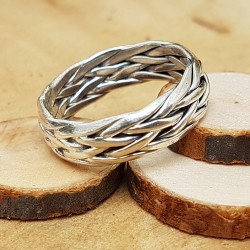 Bague Snake tresse plat en argent 925.