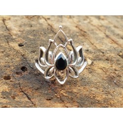 Bague Lotus  Zrcon noir