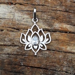 Pendentif Lotus zircon Blanc