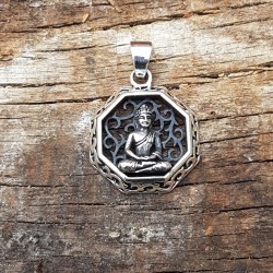 Pendentif Bouddha hexagonale en argent 925