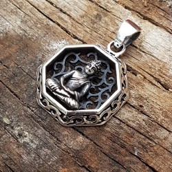 Pendentif Bouddha hexagonale en argent 925