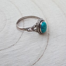 bague argent 925 turquoise verte 8x6 mm