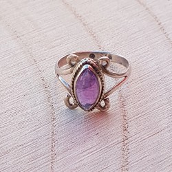 bague argent 925 amethyste navette cabochon