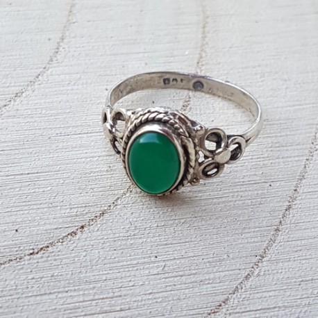 bague argent 925 agate verte ovale 8x6xmm