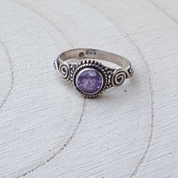 bague argent 925 amethyste facettées rond 6mm