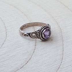 bague argent 925 amethyste facettées rond 6mm