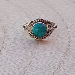 bague argent 925 turquoise cabochon 7mm