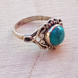 bague argent 925 turquoise cabochon 7mm