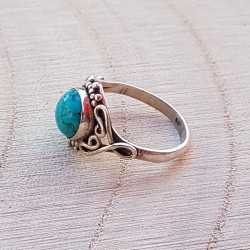 bague argent 925 turquoise cabochon 7mm