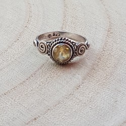 bague argent 925 citrine rond 6mm