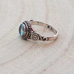 bague argent 925 topaze facettées rond 6 mm