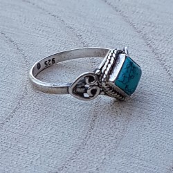 bague argent 925 turquoise carrée 6 mm