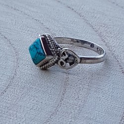 bague argent 925 turquoise carrée 6 mm