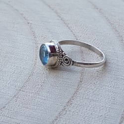 bague argent 925 topaze facettées rond 6mm