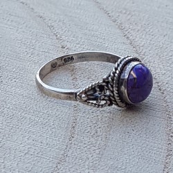 bague argent 925 turquoise bleue cuivrée 6 mm