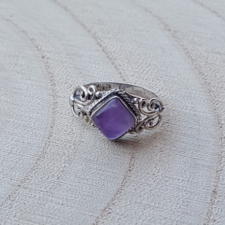 bague argent 925 amethyste carré cabochon 7mm