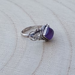 bague argent 925 amethyste carré cabochon 7mm