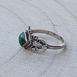 bague argent 925 malachite carrée 6mm