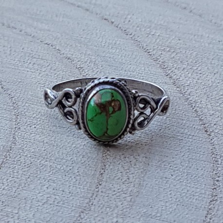 bague argent 925 turquoise cuivrée verte 8x6xmm