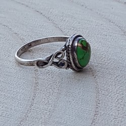 bague argent 925 turquoise cuivrée verte 8x6xmm