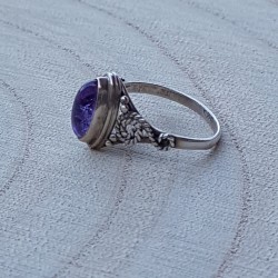 bague argent 925 amethyste navette