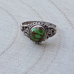 bague argent 925 turquoise verte cuivrée 6mm