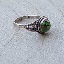 bague argent 925 turquoise verte cuivrée 6mm