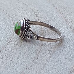 bague argent 925 turquoise verte cuivrée 6mm