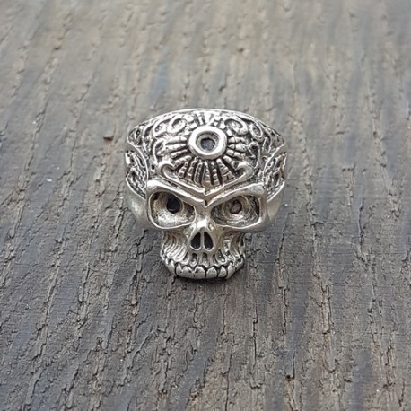 bague tete de mort argent 925 soleil