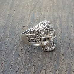 bague tete de mort argent 925 soleil