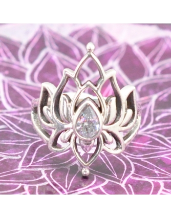 Bague  Lotus zircon Blanc