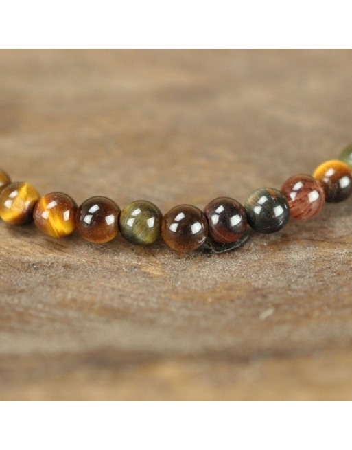Fil De Perles Pierre Oeil De Tigre Rouge Boules 4mm - 87 Pièces ~39 Cm - Neuf