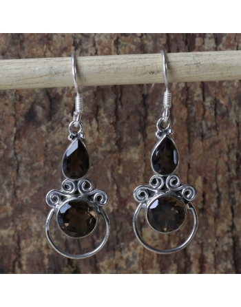 Boucles d'oreilles Quartz fumé