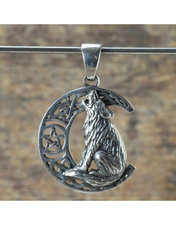 Pendentif loup et lune