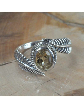 Bague plume citrine